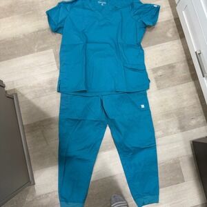 Butter Soft XL Scrub Outfit V Neck  Blue Pockets Nurse Hospital Lab Medical